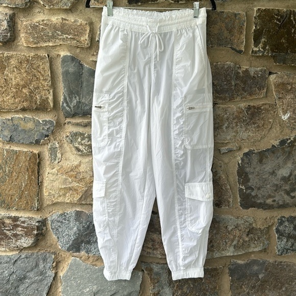Athleta Womens Pants White Nylon Parachute Cargo Jogger Pull On Bottoms Size 0P - Picture 1 of 7